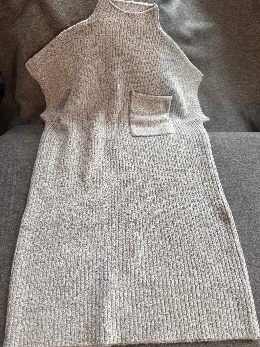 Zenana Gray Mock Neck Sweater Dress Pocket NWOT - Size Small